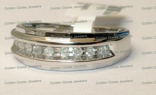 Size 9 7 mm Mens Wedding Anniversary Diamonds Ring Band White Gold chennel Set - 第 6/10 張圖片
