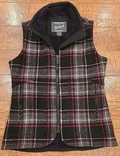 Woolrich Womens Small S Wool Plaid Tartan Sherpa Lined Vest 18536