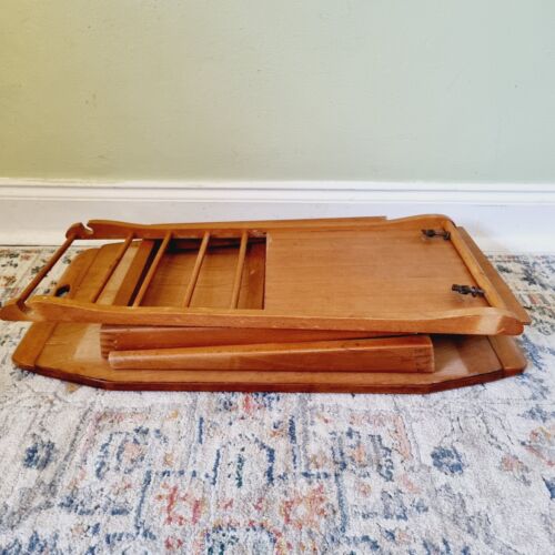 Mid Century Small Side Coffee Table With Shelf & Handles Foldable Vintage 60's - Picture 19 of 20