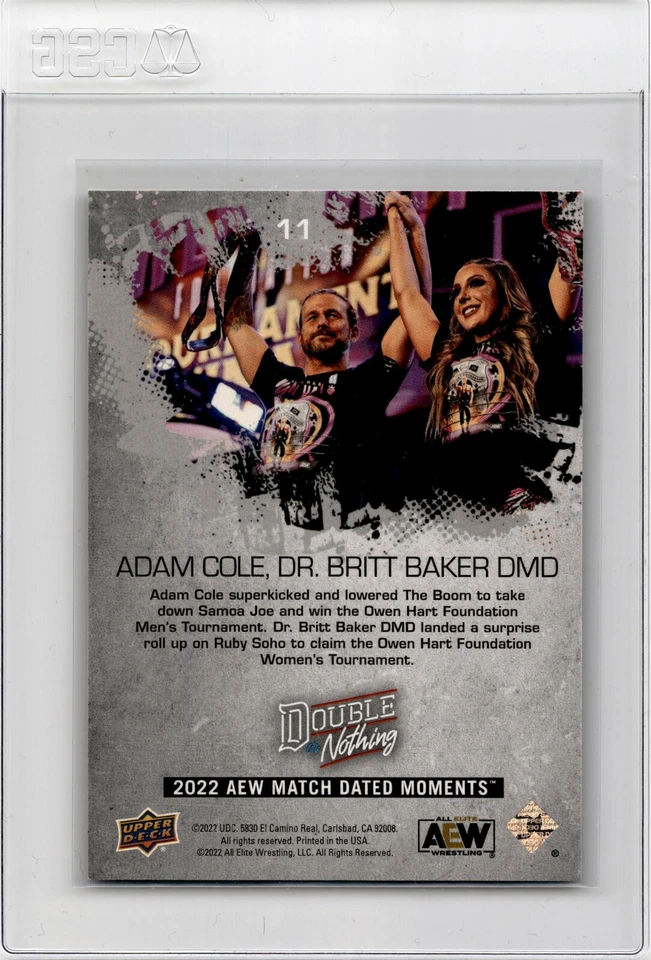 2022 Upper Deck AEW Match Dated Moments Double or Nothing Silver #11 Britt Baker - Image 2 of 2