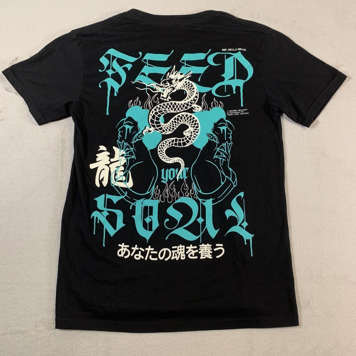 RGSTR Shirt Mens Medium Black Dragon Logo Japanese Grunge Y2K
