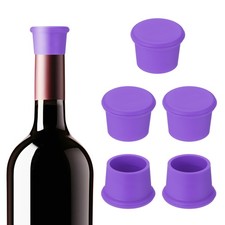 Confezione 6 Tappi Vino Silicone Riutilizzabili Copribottiglie Tappi Vino Viola