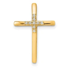 14k Yellow Gold .03ctw. Diamond Cross Chain Slide Pendant