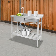 Stainless Steel Sink, Commercial Sink Set Free Standing Single Bowl Kitchen Sink