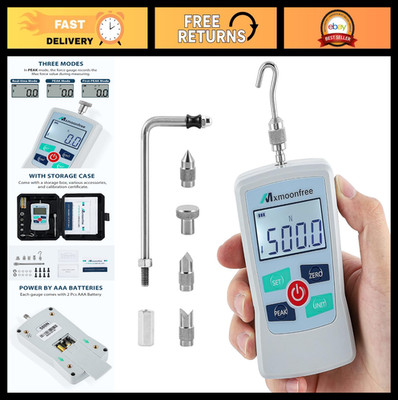 500N Digital Force Gauge Push Pull Meter, Portable with LCD, Auto Power-Off, Cas