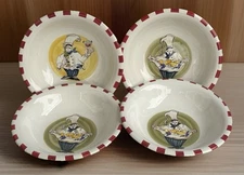 4 Sonoma Fat French Chef Bistro Bordeaux Cafe Stoneware Individ Pasta Bowls 8.5"