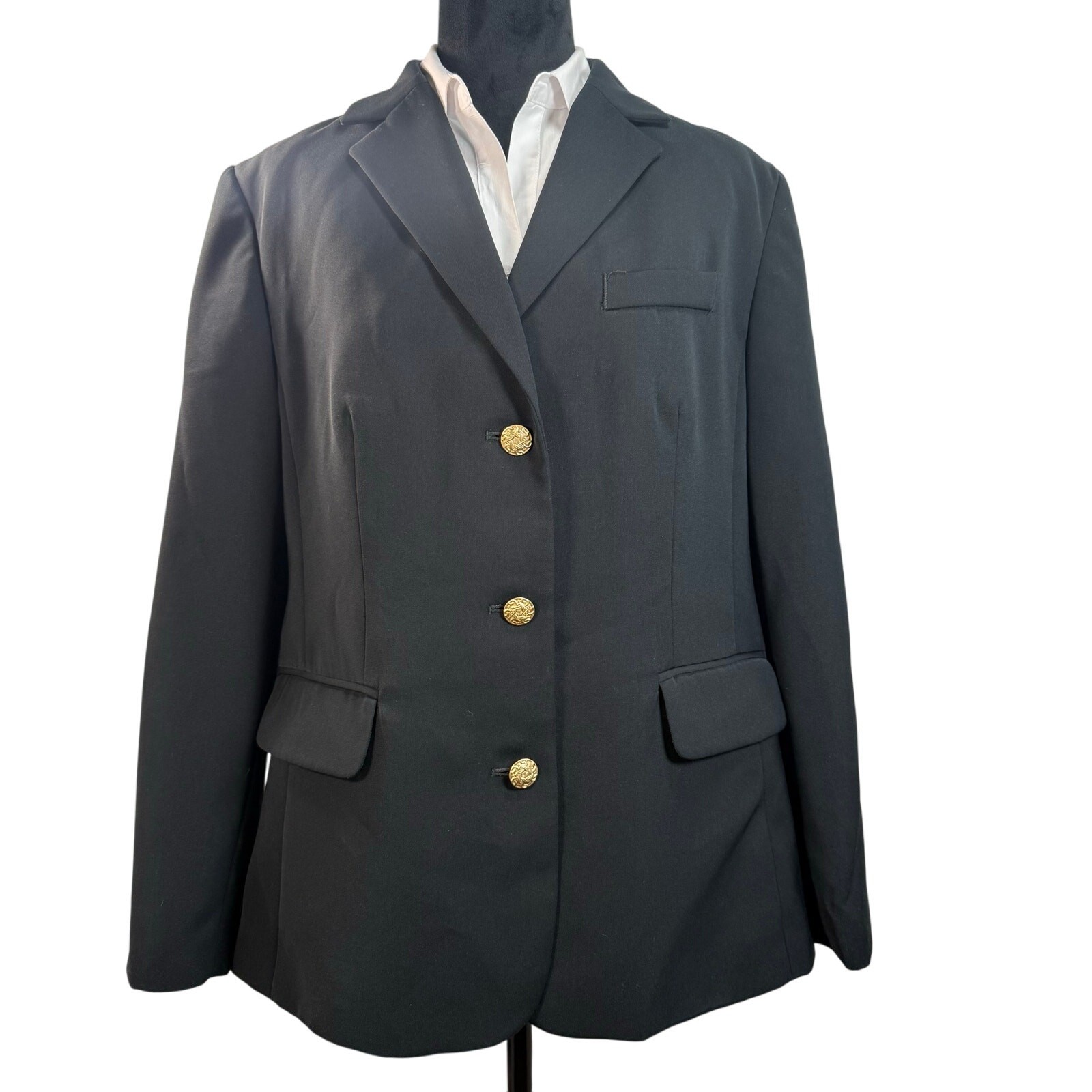 L.L.Bean Women’s 16P Black Blazer 3-Button Gold Buttons Jacket image 2