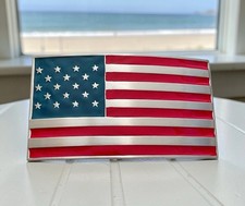 United States Flag Rectangular Enamel Belt Buckle Unbranded