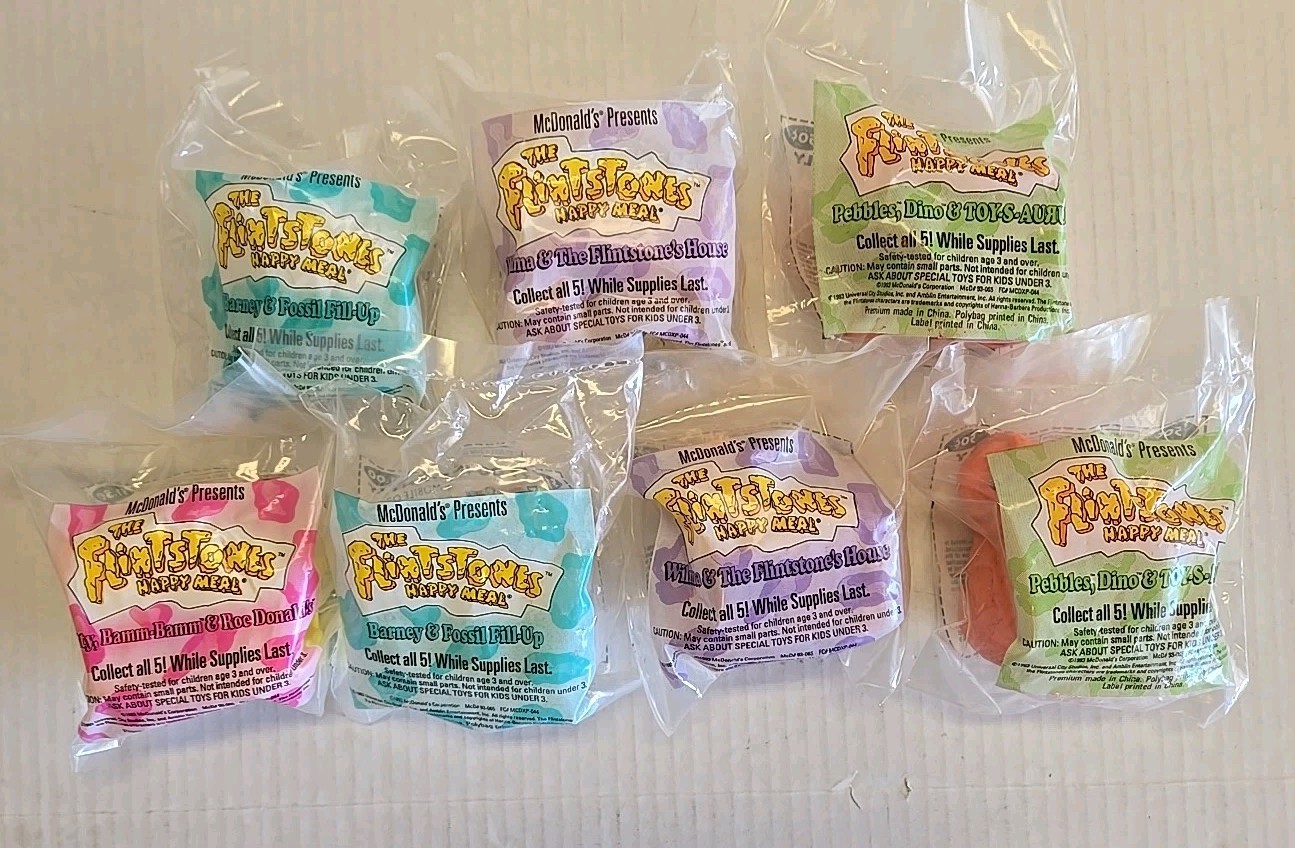 1993 McDonald's FLINTSTONES  Happy Meal Toys - Lot of 7 Toys (see details)