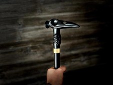 Hand carved raven wooden walking stick for men women walking cane best gift H8