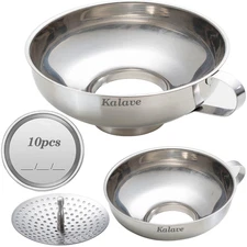 Kalave Canning Funnel, Food Grade Stainless Steel Canning Funnels with Strainer,