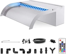 Pool Fountain Stainless Steel Outdoor Pond Spillway Waterfall with Wider Water F