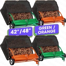 42/48" Tow Behind Lawn Sweeper 18.55/25.1 Cu.Ft. Leaf&Grass Collector Adjustable
