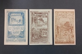 3 verschiedene Geldscheine aus GOISERN / ÖSTERREICH ca. 1920