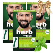 Herb For Men Mustache & Beard Dye (Nature Black, 3 Pack), PPD-Free Ammonia-Free,