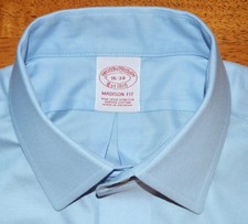 Brooks Brothers Madison 16 34 solid blue non iron cotton dress shirt g7j6
