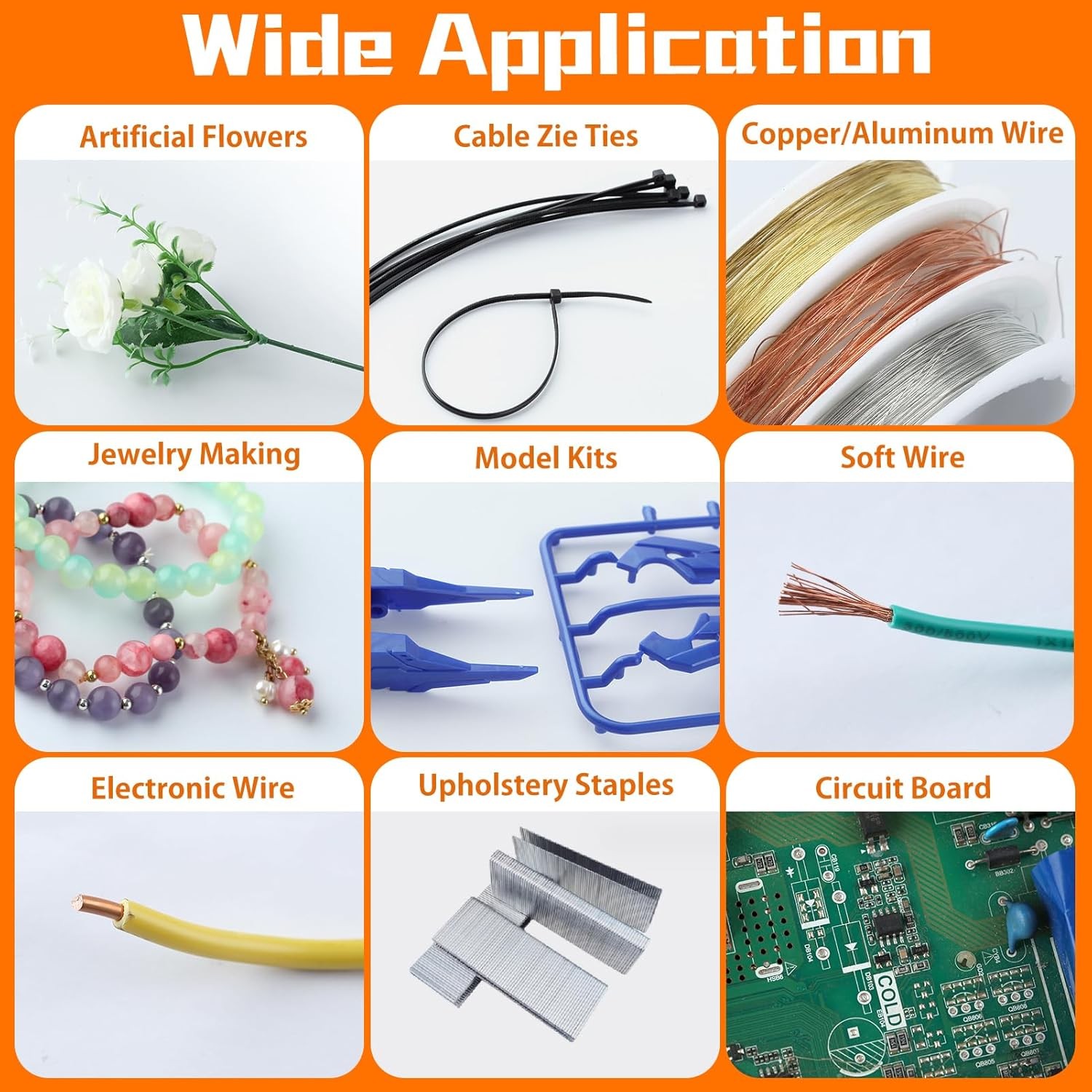 SPEEDWOX Diagonal Cutting Pliers 90 Angled Flush Cutters For Medium, Orange 