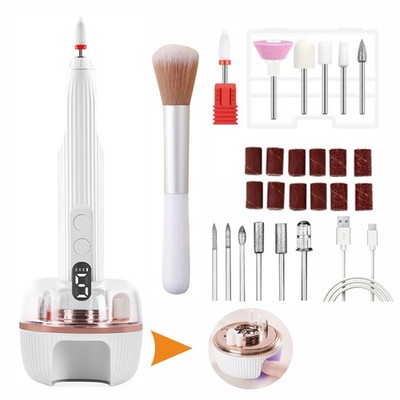 Cordless Nail Drill Electric File with UV Nail Lamp:Professional for Acrylic ...
