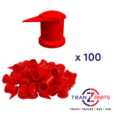 32MM LONG REACH DUSTITE TRUCK GENUINE WHEEL NUT COVER INDICATOR RED X 100
