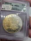 1884-CC Morgan Silver Dollar MS64 ICG ☆ BEAUTIFUL TONED TEXTILE ☆ Look PL