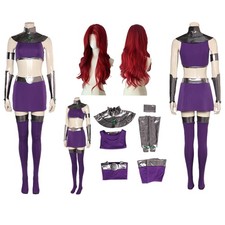 Super hero Starfire Koriand'r Cosplay Uniform Skirts Halloween Fancy Dress Wigs