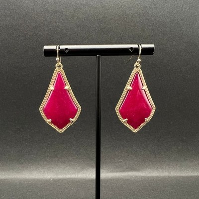 Kendra Scott Alex Earrings Gold Plated Maroon Jade