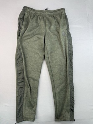 REEBOK Mens Joggers Size Large Green Side Stripe Zip Ankles Tracksuit Trousers