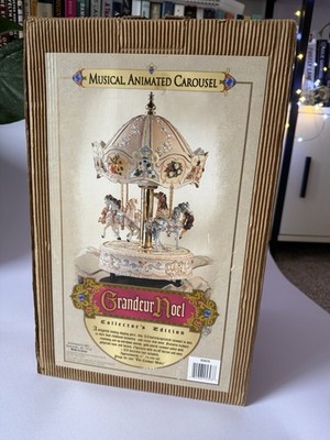 Grandeur Noel Musical Animated Victorian Carousel Collector's Edition Resin