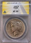 1921 Peace Dollar High Relief ANACS VF25