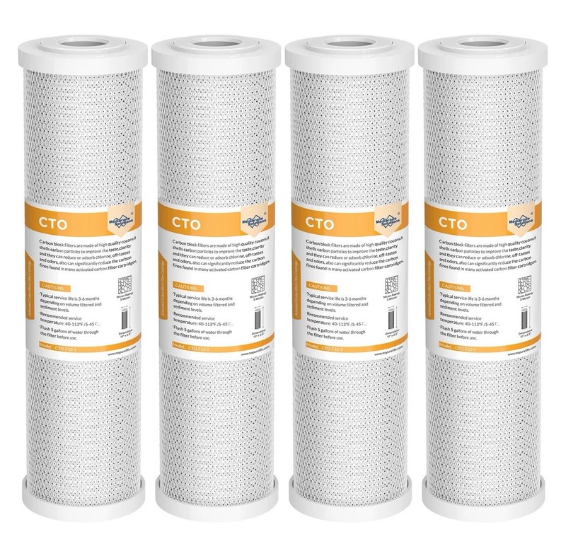 4-Pack CTO Carbon Block Water Filter 10"x2.5" Replacement for Whole House RO 5μm