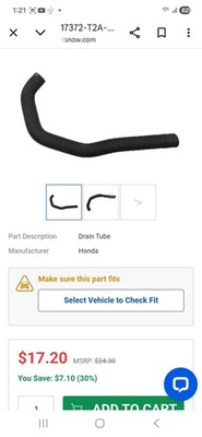 #ad 17372 T2A A00 tube brain honda Parts $17.00