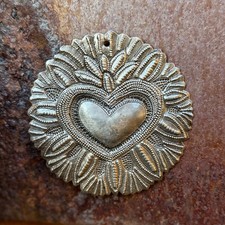 Haitian Metal Heart Wall Art  Fair Trade  Handmade Recycled Steel  Folk Art