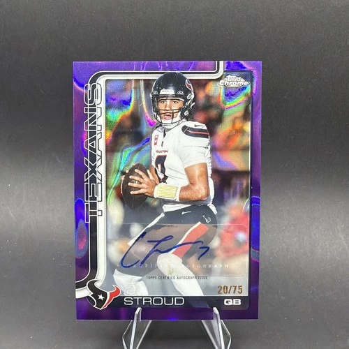2025 Topps Chrome CJ Stroud Auto Purple RayWave Refractor /75 Autograph Texans