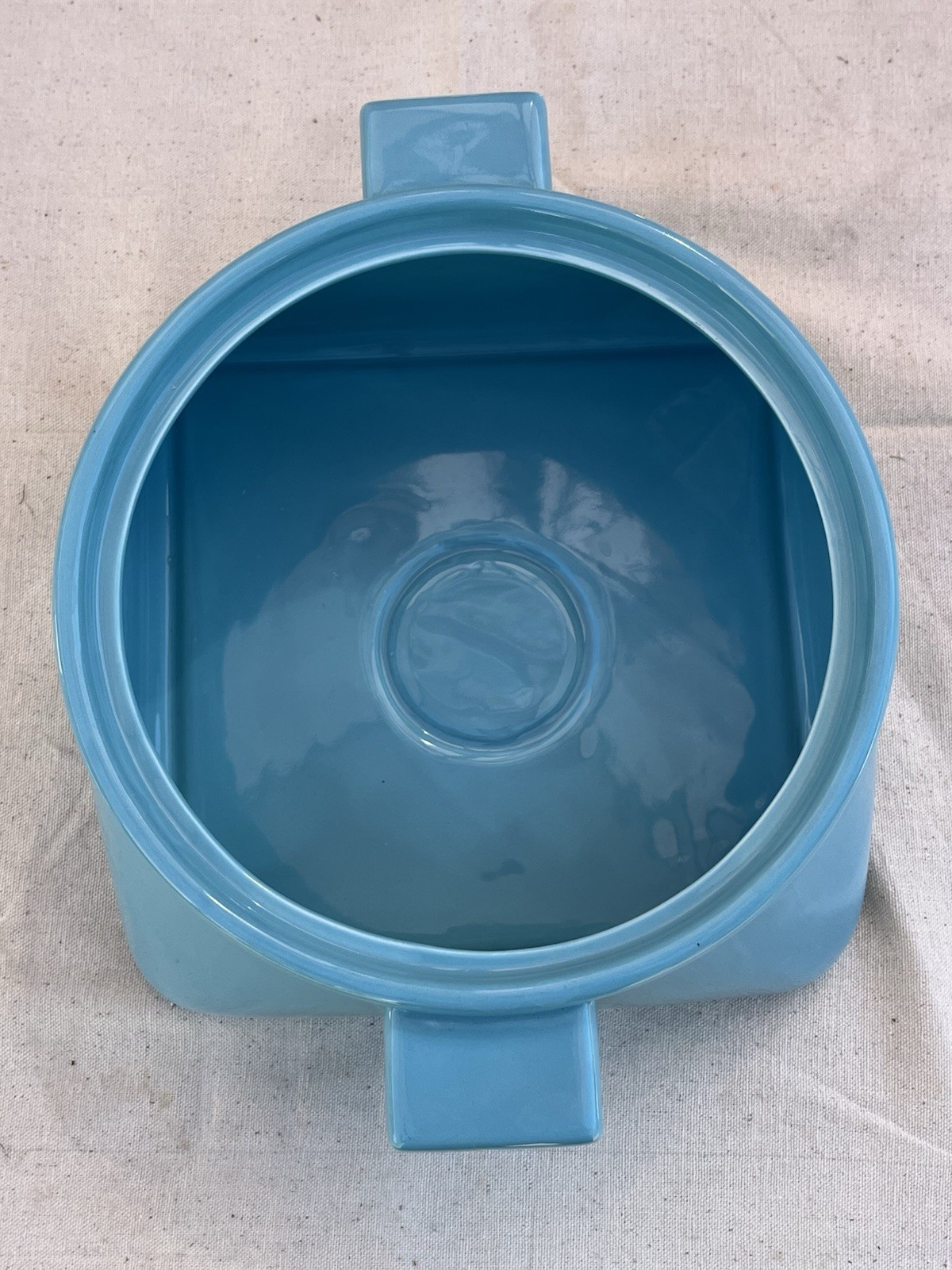 Vtg Lindt Stymeist Colorways CASSEROLE DISH • Aqua Blue Salmon • 2.75 Quart EUC