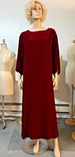 Vintage J Peterman Flowing Holiday Rayon Silk Velvet Caftan Gown Size M Bust 42