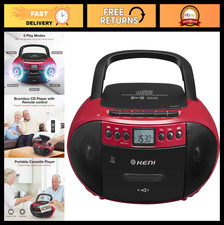 Portable CD Cassette Boombox Combo, Bluetooth Speaker, AM/FM Radio, USB Playba