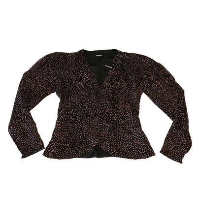 #ad Express Blouse Top Womens Size M Mulitcolor Long Sleeve Lined Stretch $19.99