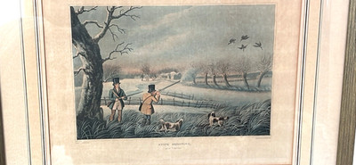 Vtg Robert Havell Jr Hand Tinted Aquaprint Print SNIPE SHOOTING NEAR UXBRIDGE