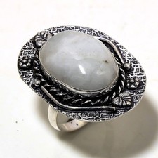 Rainbow Moonstone Gemstone Handmade Fashion Ethnic Jewelry Ring 7.75" SR 177