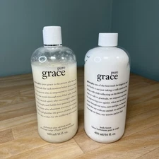 Philosophy Pure Grace Body Lotion, Perfumed Olive Oil Body Scrub 16oz NEW Sealed