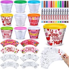28 Pcs Mother's Day Crafts 16 Mother's Day DIY Flower Pots Paint Your Own Orn...