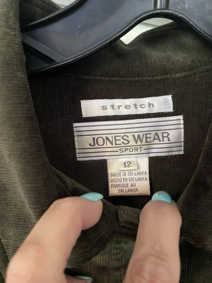 Pantalones y Chaqueta JONES WEAR SPORT 2 Piezas Pana Verde Oliva Bolsillo Elástico Talla 12 Foto 4 de 4