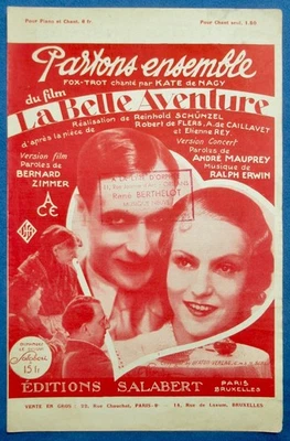 FILM KATE DE NAGY UFA ACE PARTITION BELLE AVENTURE ERWIN PARTONS ENSEMBLE 1932 - Photo 1/3