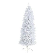 Nearly Natural 6ft Slim White Artificial Christmas Tree w/ 743 Bendable Branches