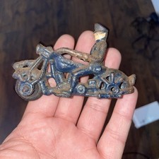 Antique 1930's Champion Cast Iron Police Motorcycle Toy Missing One Tire