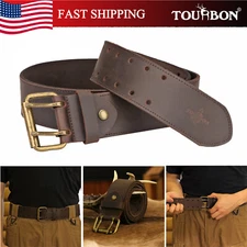 TOURBON Men Leather 2" Wide Workshop Heavy Duty Tool Belt Removeable Buckle