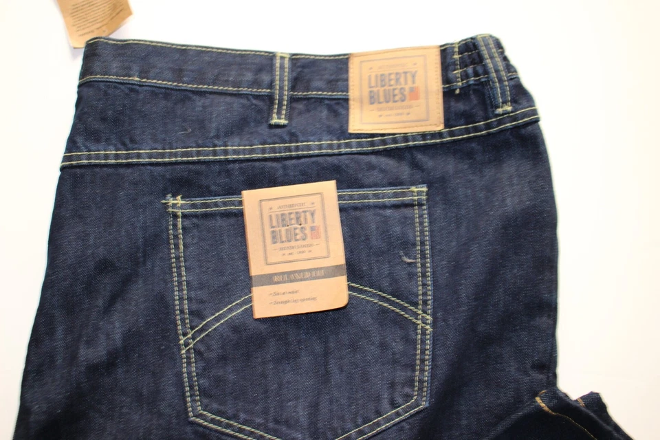 LIBERTY BLUES RELAXED FIT STRAIGHT LEG BLUE JEANS SZ: 58 X 38 NWT - Image 2 of 2