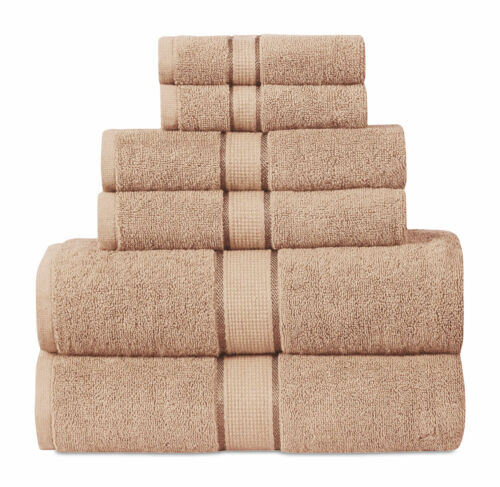 Juego de toallas de baño 100 % algodón hilado en anillo 6 piezas 600 GSM toallas suaves absorbentes - Imagen 9 de 27
