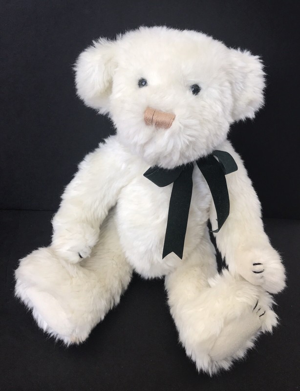 14” DAKIN Plush Cream Teddy Bear Jointed Moveable Green Bow Vintage LN! EASTER