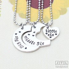3 Necklaces for Big Middle Little Sis Birthday Gift for Three Sibling Sisters